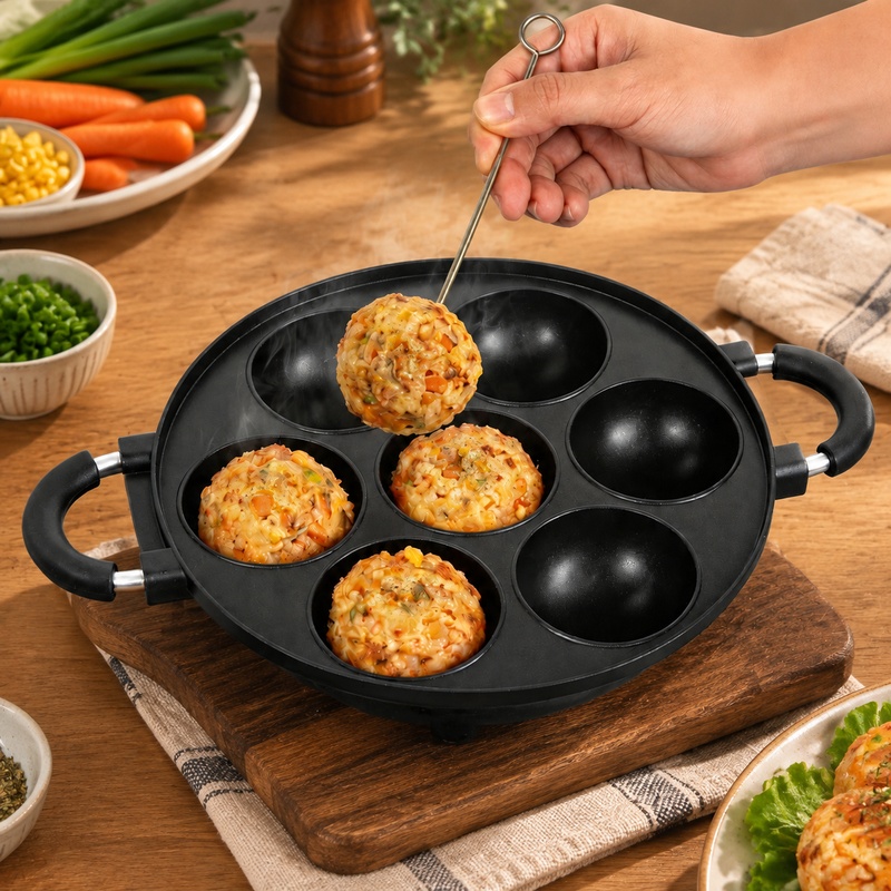 눌어붙지 않는 표면 처리가 된 7구 알루미늄 틀로, 팬 - Takoyaki Grill Plate 리뷰 및 가격